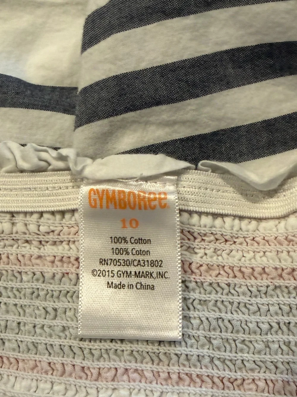 Gymboree White Dress with Navy & Red Stripes